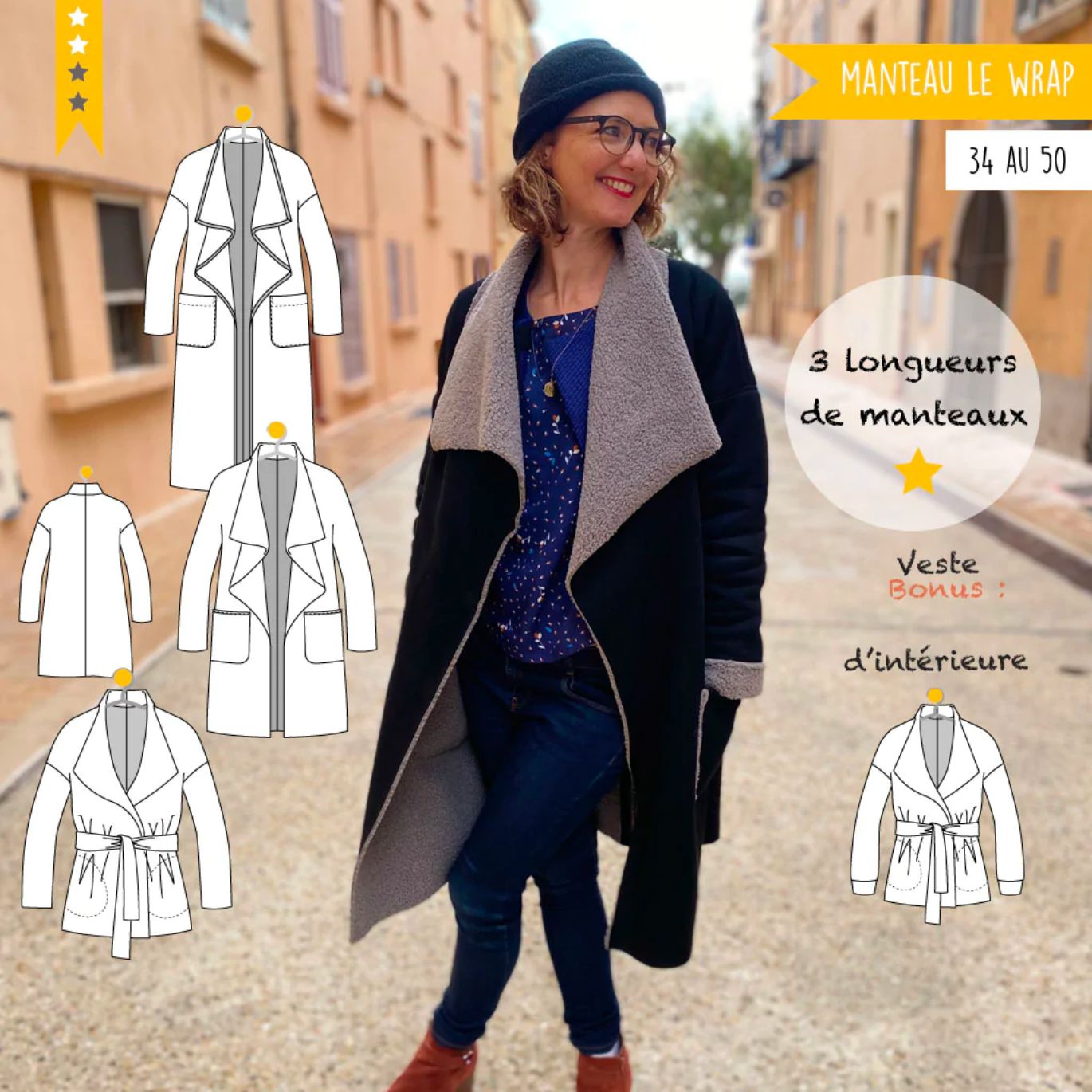 Patron Manteau & Cardigan Le Wrap de Super Bison du 34 au 50