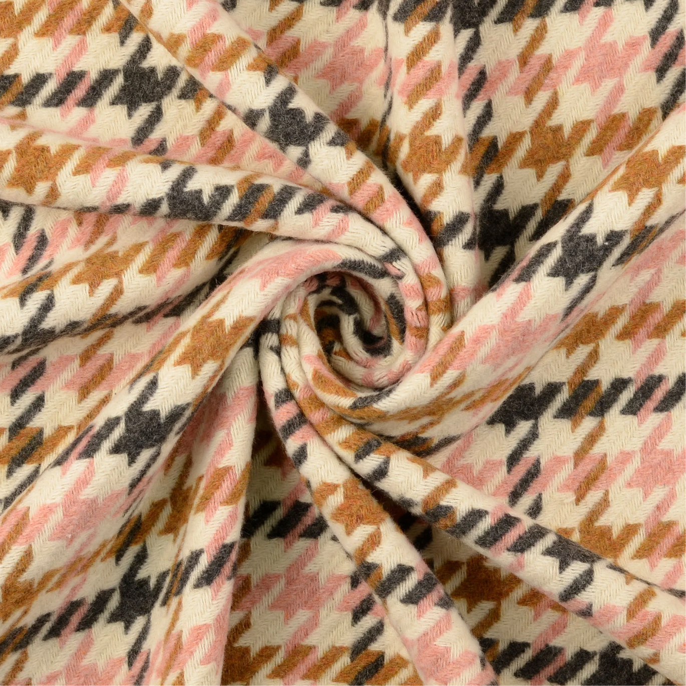 Drap de Laine Pied de Poule Rose (30% laine)