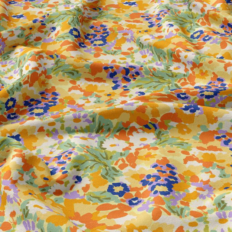 Viscose "Silene" Ecru/ Orange