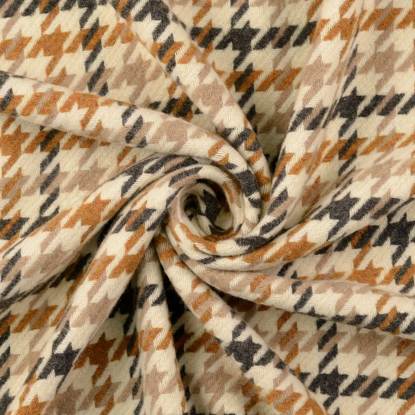 Drap de Laine Pied de Poule Sable (30% laine)