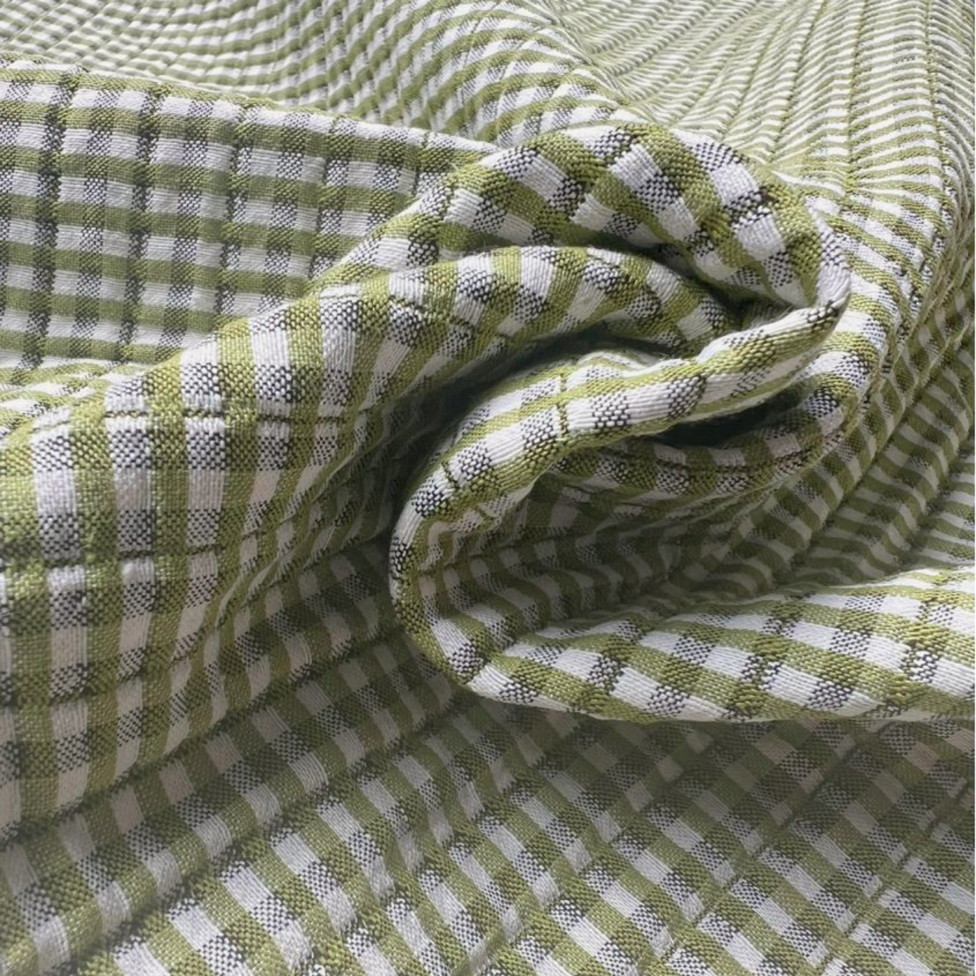 Tissu Matelassé Vichy - Vert Kiwi par Cousette