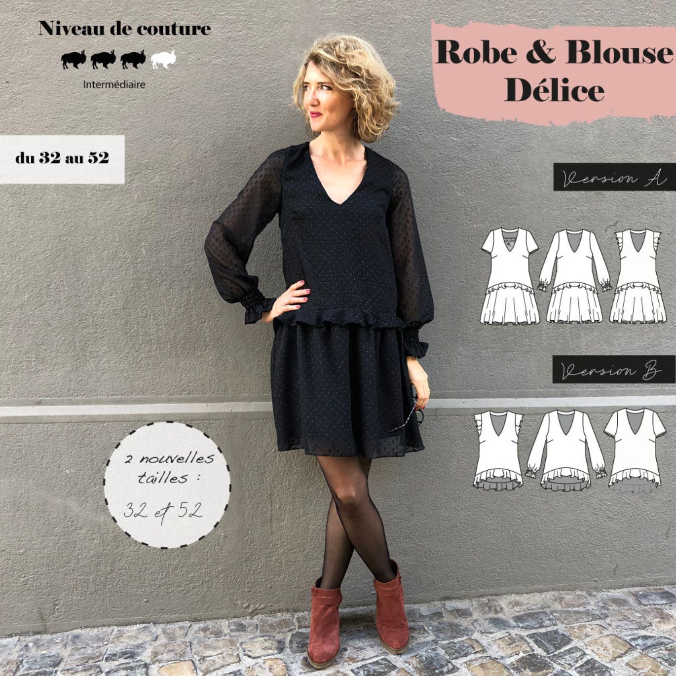 Patron Blouse & Robe Délice de Super Bison du 34 au 50