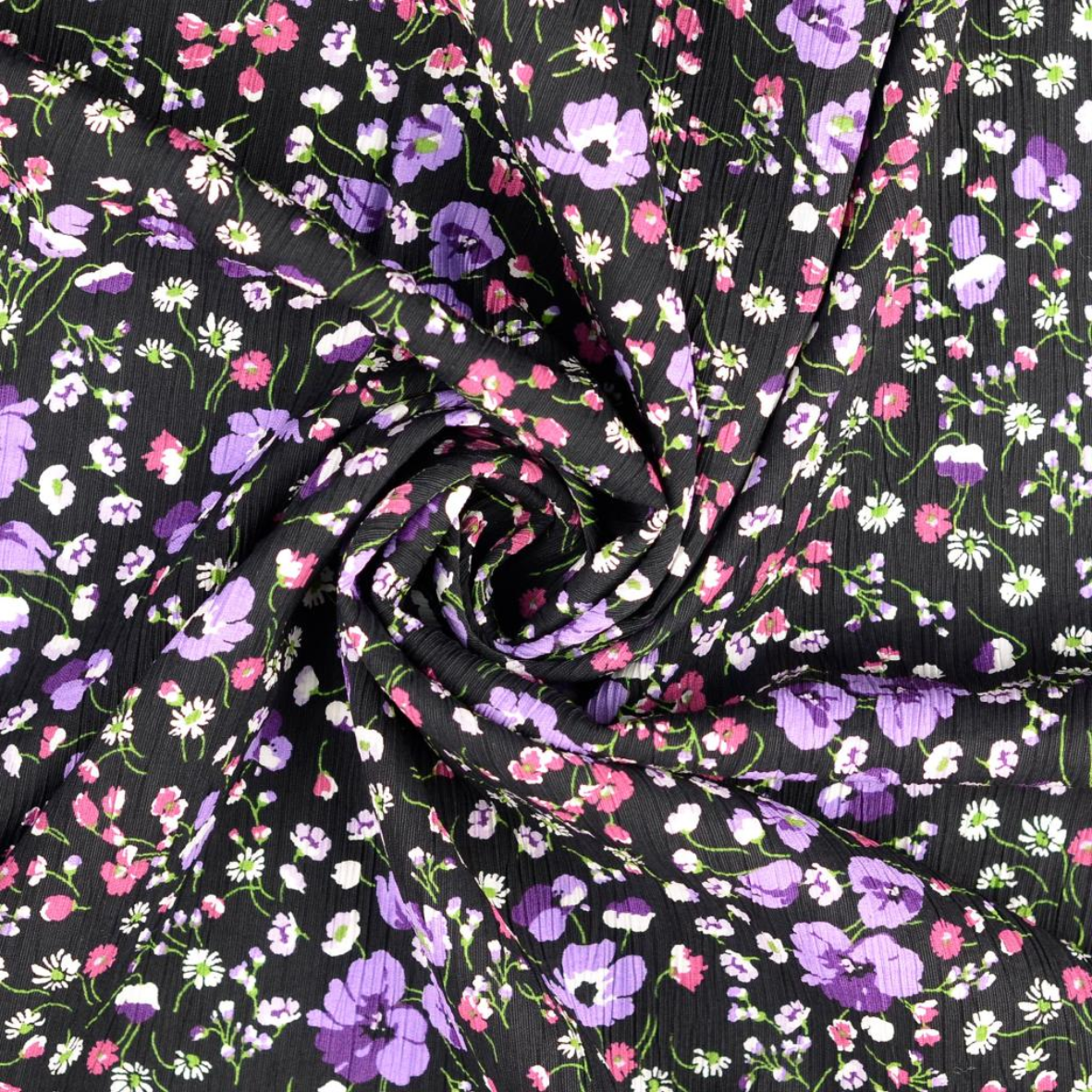 Crêpe de viscose Fleurs de Pavot Violet