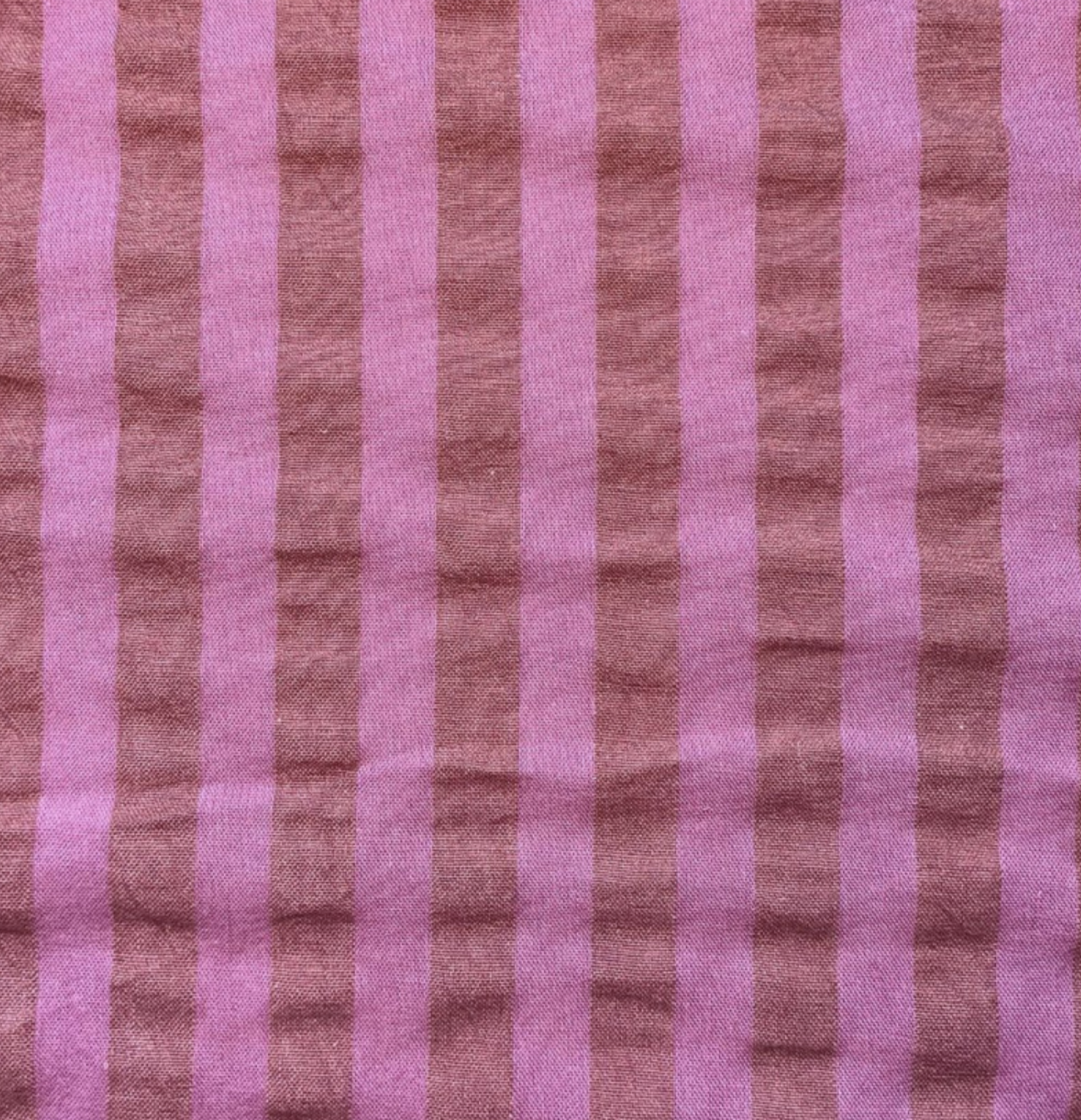 Tissu Seersucker "Tom" Bois de rose et Toffee