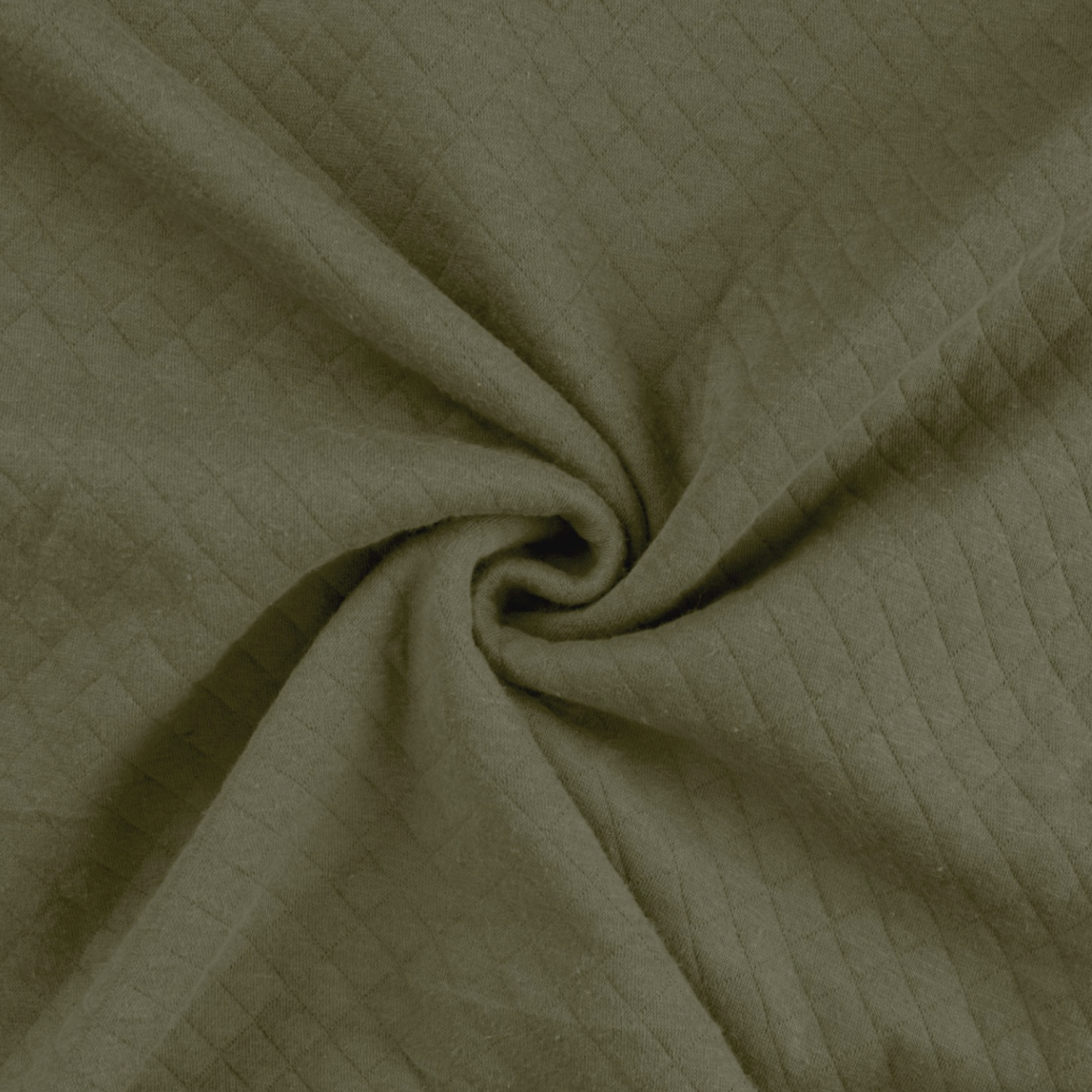 Tissu Sweat Matelassé Coton Diamant Vert Kaki - 1 COUPON DE 0.90CM