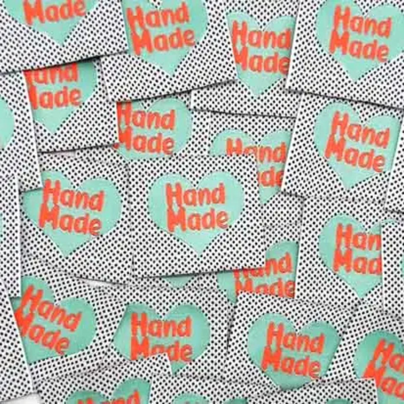 Étiquette à coudre "Hand Made" Fluo