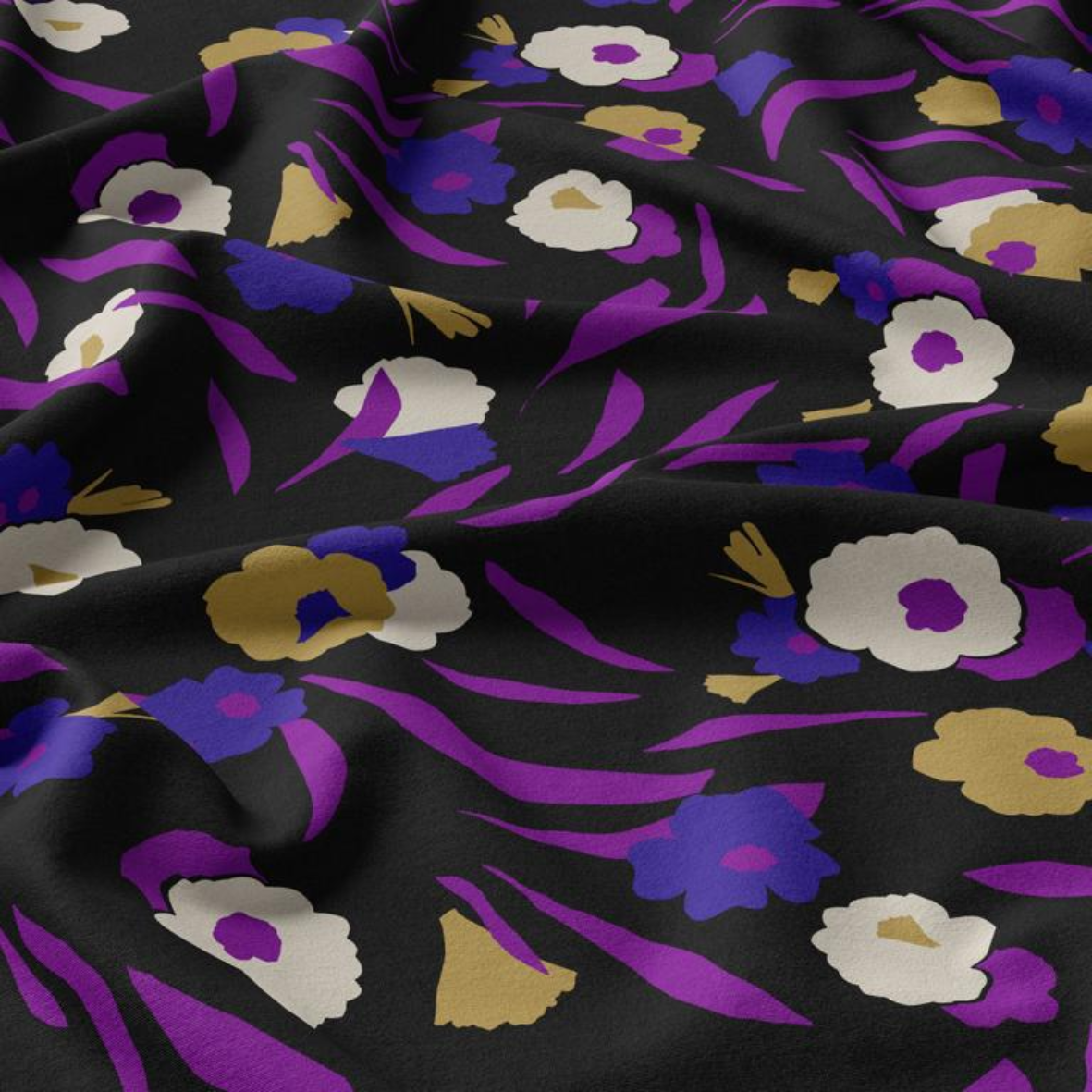 Viscose "Geoia" Violet et Noir