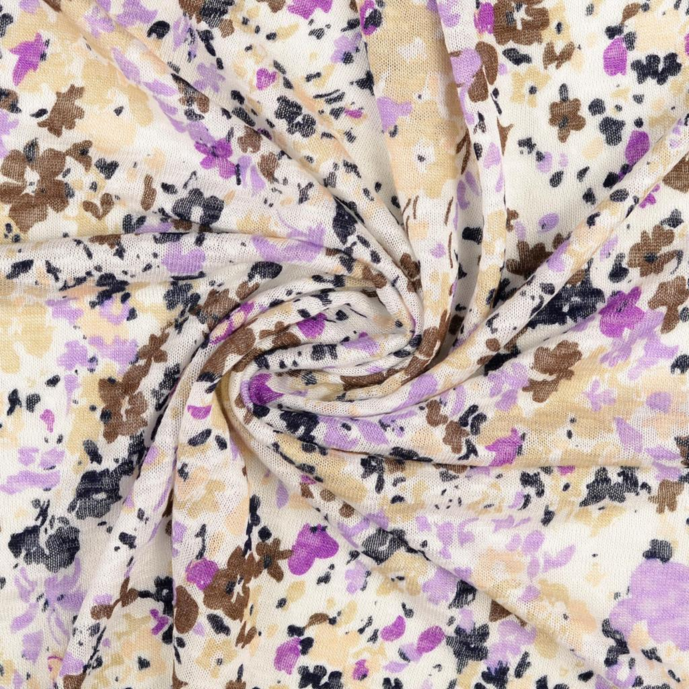 Jersey Viscose Petites Fleurs Marron