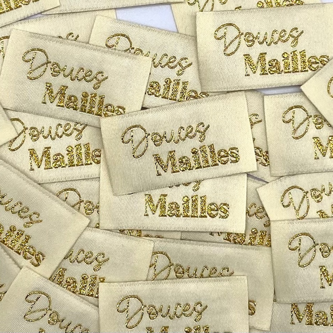 Étiquette à coudre "Douces Mailles" Vanille et Lurex