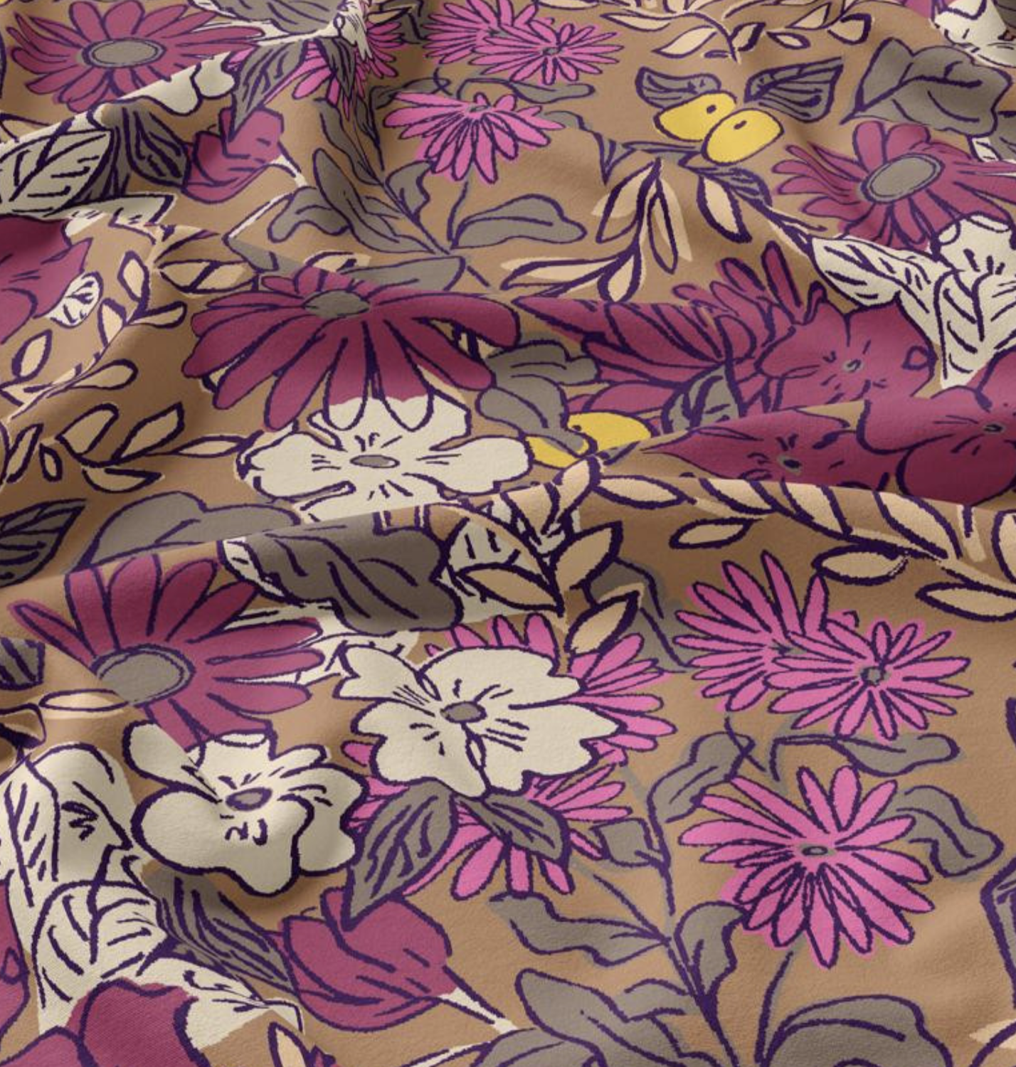 Viscose "Sonja" Marron et Rose