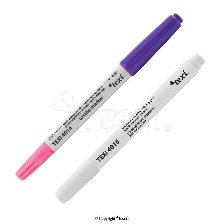 Stylo de couture effaçable textile TEXI 4014 (violet & rose) + Effaceur