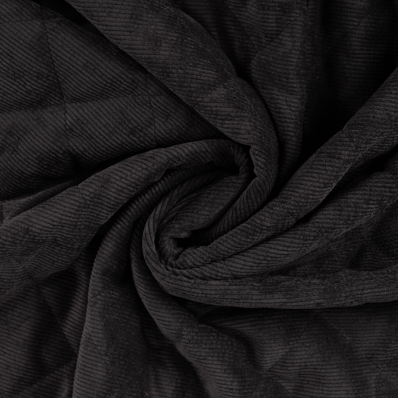 Tissu Velours Côtelé Matelassé Noir Verso Fourrure