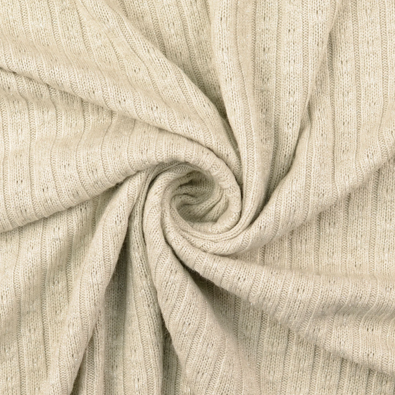 Maille Tricot Côtelée Lurex Crême