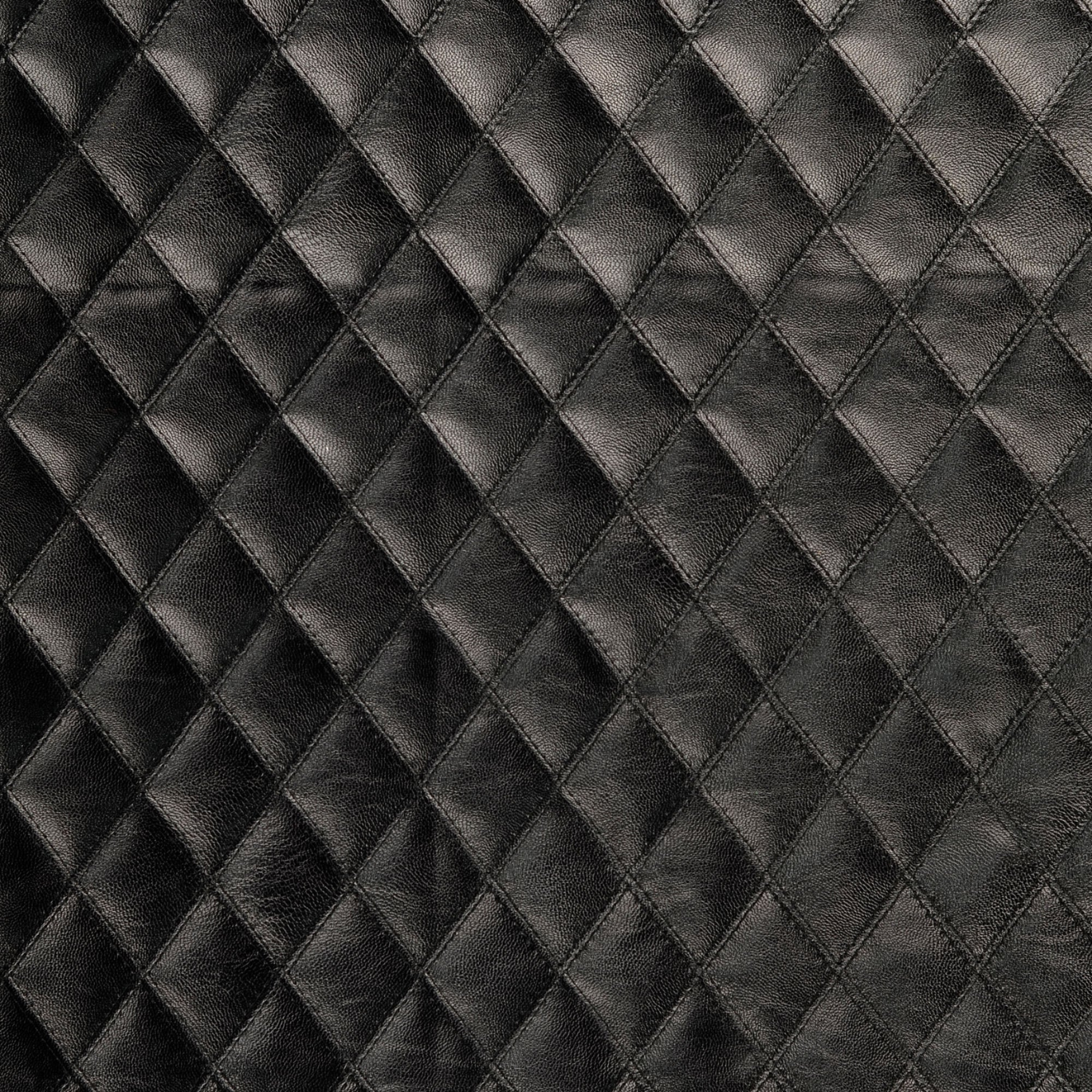 Tissu Simili Cuir Noir à Carreaux