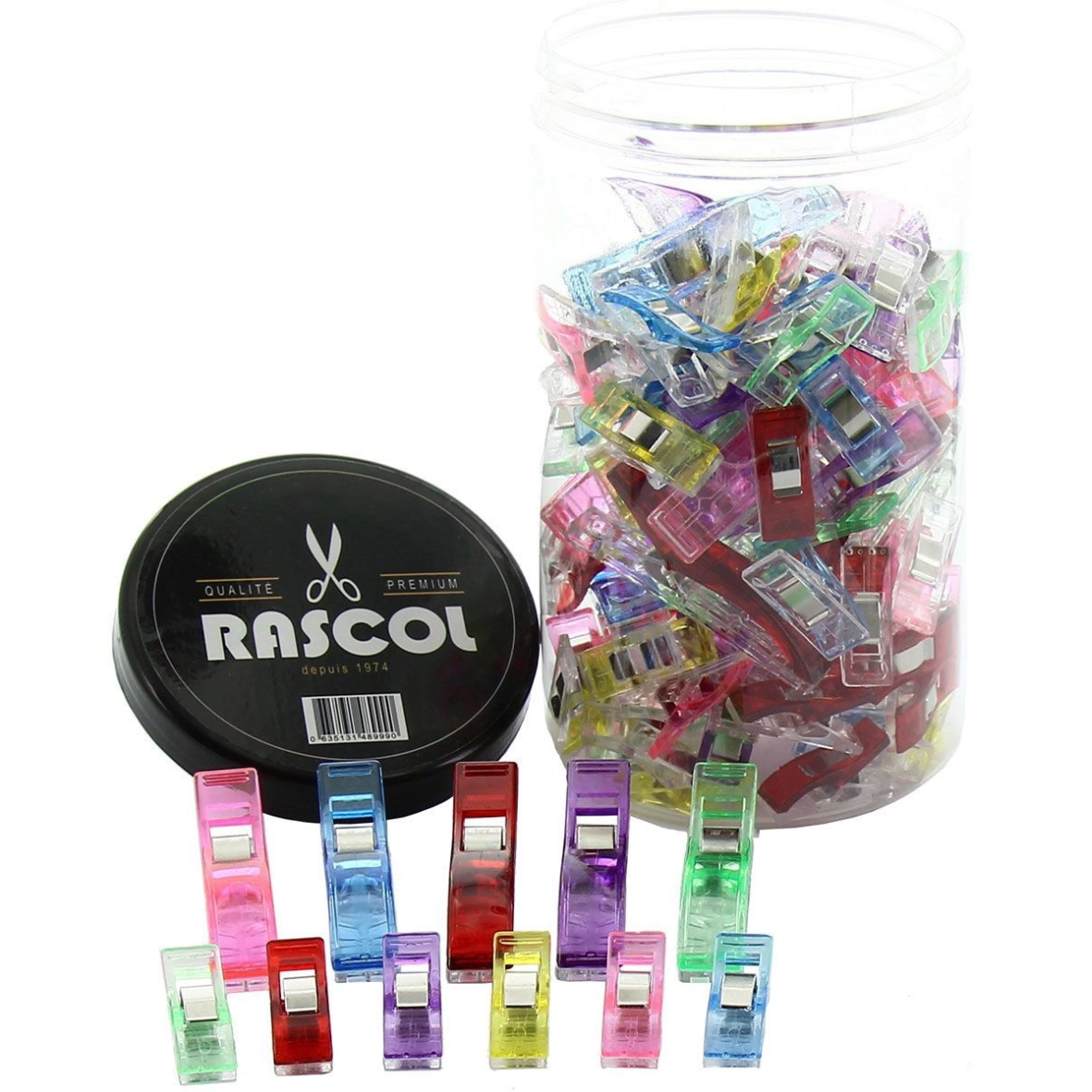 Boîte de 100 clips de couture multicolores - Rascol