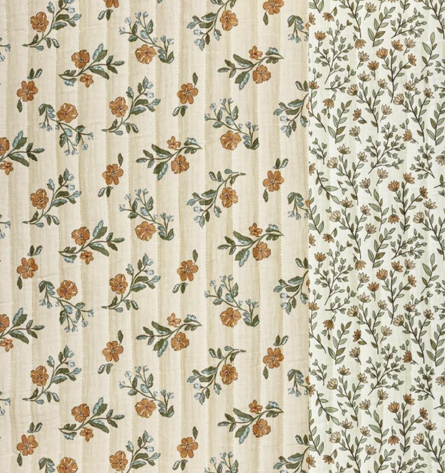 Tissu Coton Double Gaze Matelassée Vertical LINA Madeleine & Latte