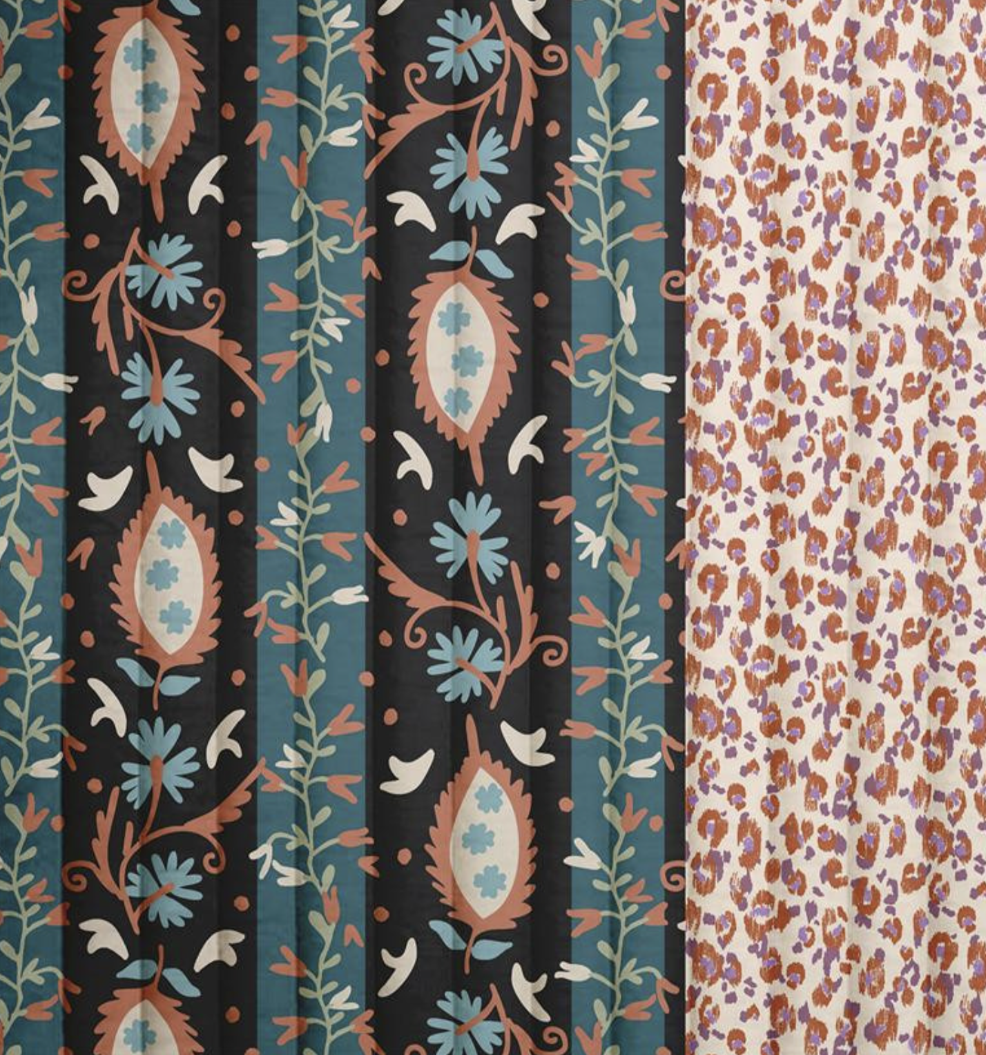 Tissu Coton Matelassé Vertical ALEZIA KARLI Noir & Caramel